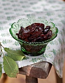 Homemade prunes puree in bowl