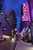 Neon signboards at Times Square at night, New York, USA