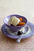Homemade vanilla ice cream with cherry in bowl