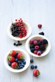 Bowls of various fresh berries