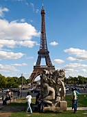 Monument in front of Eiffel Tower, Paris, France