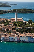 View of Rovinj sea port in Croatia 