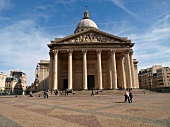 Facade and dome of Pantheon in Paris, France