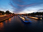 Paris: Seine, Pont Alexandre III, abends, Schiff, Lichter