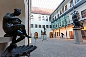 Maximilian Museum with bronze Viermetzhof in Augsburg, Bavaria, Germany