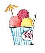 Illustration, Eis im Becher 