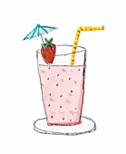 Illustration, Erdbeershake 