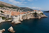 View of Dubrovnik cityscape and sea in Croatia