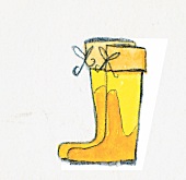 Illustration, gelbe Gummistiefel 
