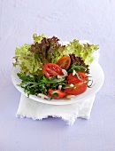 Salad with tomato on plate