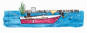 Illustration, Boot auf dem Wasser