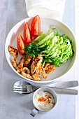 Turkey gyros in bowl, low GI diet food