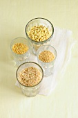 Cereals and rice in glasses