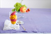 Ice cream in glass on folded napkin, low GI diet food