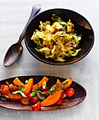 Sweet and sour cabbage with pumpkin and cherry tomatoes