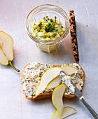 Baguette with cucumber and feta salad