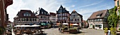 View of half-timbered houses and market place, Heppenheim, Hesse, Germany