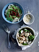 Spicy cauliflower and broccoli cream in two bowls