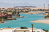 View of artificial lagoon in El Gouna, Egypt