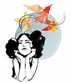 Illustration: Frau träumt vom Herbst 
