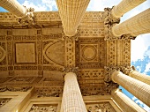 Upward view of Pantheon ceiling and columns, Paris