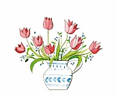 Rote Tulpen in Vase, Illustration 