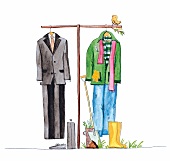 Kleidung im Vergleich Freizeit u Job Illustration