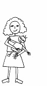 Illustration, Frau mit Kind auf Arm, Familie
