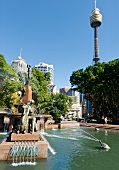 View of Archibald fountain in Hyde Park, Sydney, New South Wales, Australia
