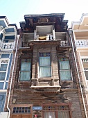 View of wooden houses in Quarter Arnavutkoy shabby, Istanbul, Turkey