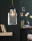 Nostalgic pendant lamp upcycled from preserving jar