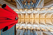 Upward view of St Peter's Collegiate Church at Westminster Abbey, London