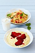 Rice pudding and berry tabbouleh, suitable for pregnancy and breastfeeding mothers