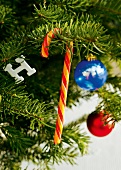 Weihnachtsbaum, Detail, geschmückt, Baumschmuck, Zuckerstange