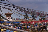 Colourful buntings at temple, Bhutan