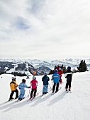 Skiers on Uri Alps in Lucerne, Switzerland