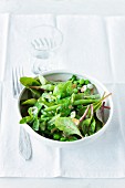 A green vegetable salad with a mint vinaigrette