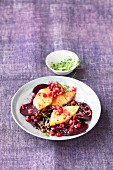 Beetroot salad with pineapple and pomegranate seeds