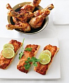 Brunch & Büfett, scharfe Hähnc henkeulen u. Tandoori-Lachs