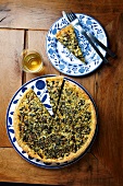 Quiche with kale on plate