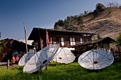 Satellite dishes in Bumthang, Bhutan