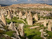 Elevated view of Goreme valley, Cappadocia, Turkey