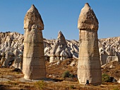 View of Uchisar tuff in Love Valley, Cappadocia, Anatolia , Turkey