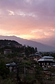 View of town and Paro valley, Bhutan