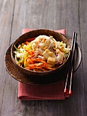 Bowl of glass noodle salad with tofu