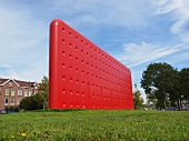Red brick wall in Meeuwenlaan, Noord, Amsterdam, Netherlands
