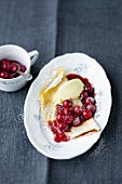 Pancakes with cherries and honey ice cream (Austria)