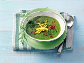 Bowl of green soup