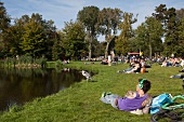 Amsterdam, Oud-Zuid, Vondelpark, Menschen entspannen