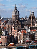 View of St. Nicholas Church in Old Town, Amsterdam, Netherlands